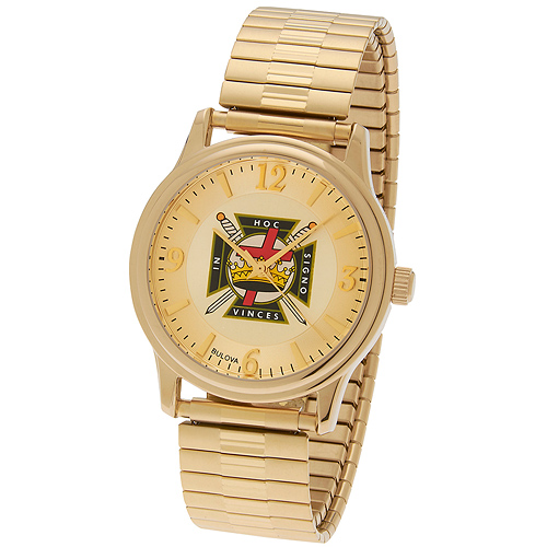 38mm Gold-tone Bulova Knights Templar Watch with Expansion Band